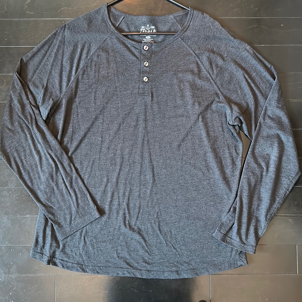Fresh Clean Tees | Long Sleeve Henley | dark grey Heather | Men’s XL